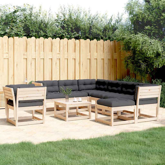 vidaXL 8 Piece Garden Lounge Set with Cushions Solid Wood Pine