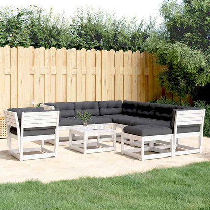 vidaXL 8 Piece Garden Lounge Set with Cushions White Solid Wood Pine