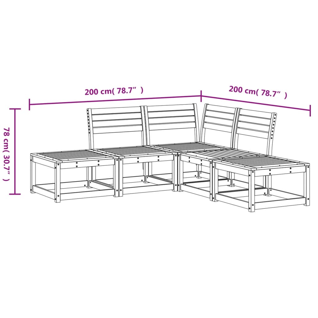 vidaXL 5 Piece Garden Sofa Set Wax Brown Solid Wood Pine