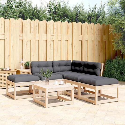 vidaXL 5 Piece Garden Sofa Set with Cushions Solid Wood Pine