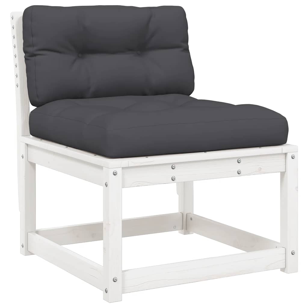 vidaXL 5 Piece Garden Sofa Set with Cushions White Solid Wood Pine