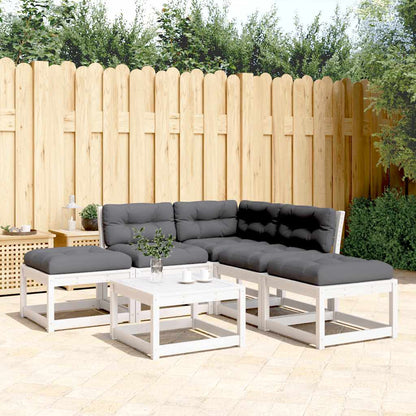 vidaXL 5 Piece Garden Sofa Set with Cushions White Solid Wood Pine