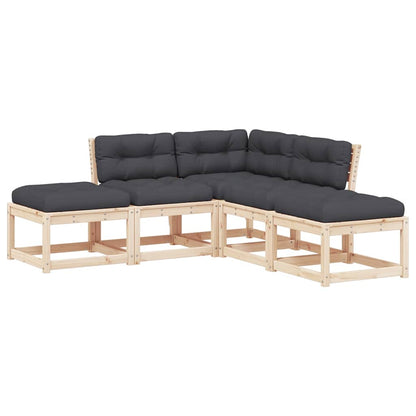 vidaXL 5 Piece Garden Sofa Set with Cushions Solid Wood Pine