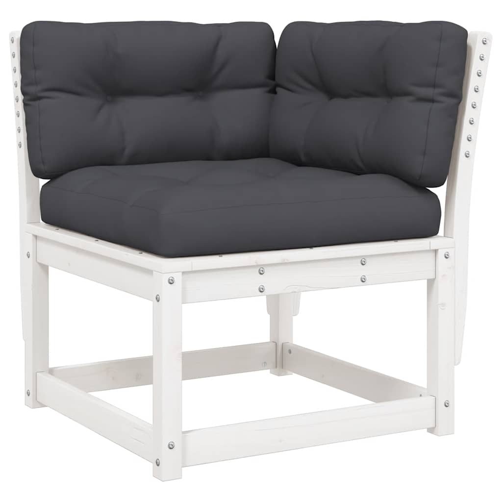 vidaXL 5 Piece Garden Sofa Set with Cushions White Solid Wood Pine