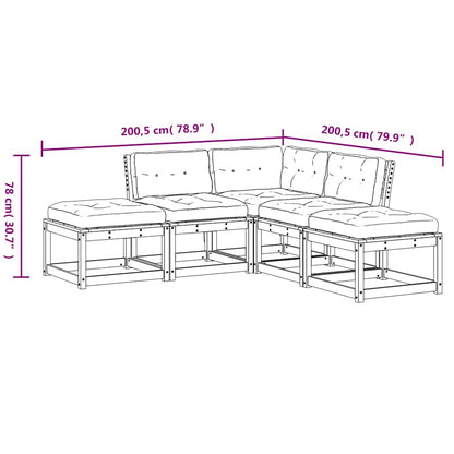 vidaXL 5 Piece Garden Sofa Set with Cushions White Solid Wood Pine