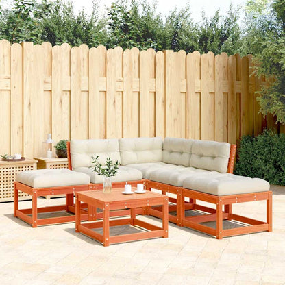 vidaXL 5 Piece Garden Sofa Set with Cushions Wax Brown Solid Wood Pine