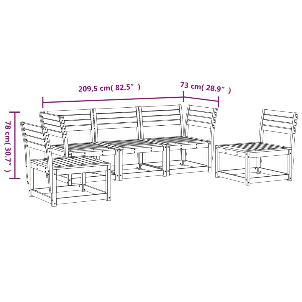 vidaXL 5 Piece Garden Sofa Set Wax Brown Solid Wood Pine
