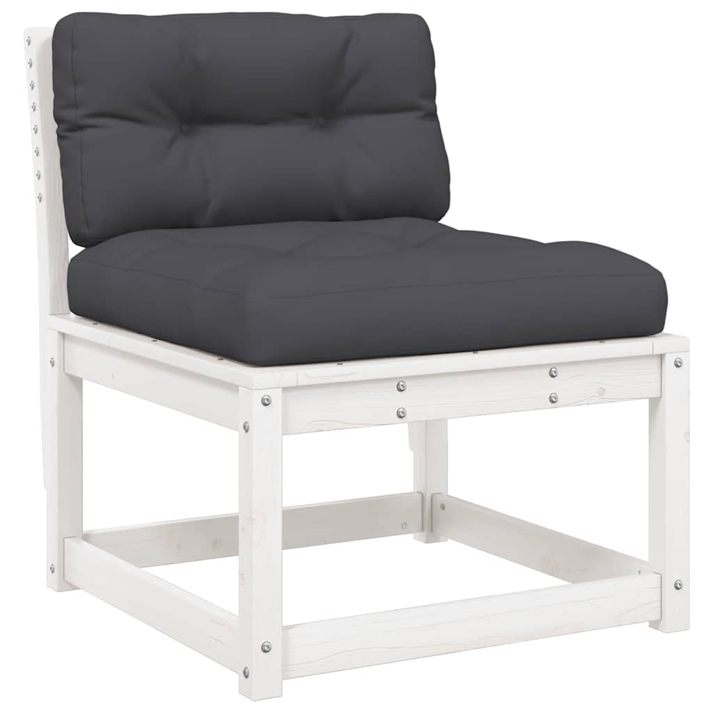 vidaXL 5 Piece Garden Sofa Set with Cushions White Solid Wood Pine