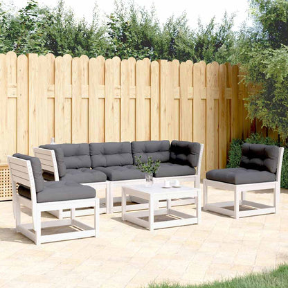 vidaXL 5 Piece Garden Sofa Set with Cushions White Solid Wood Pine