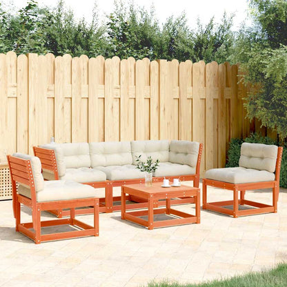 vidaXL 5 Piece Garden Sofa Set with Cushions Wax Brown Solid Wood Pine