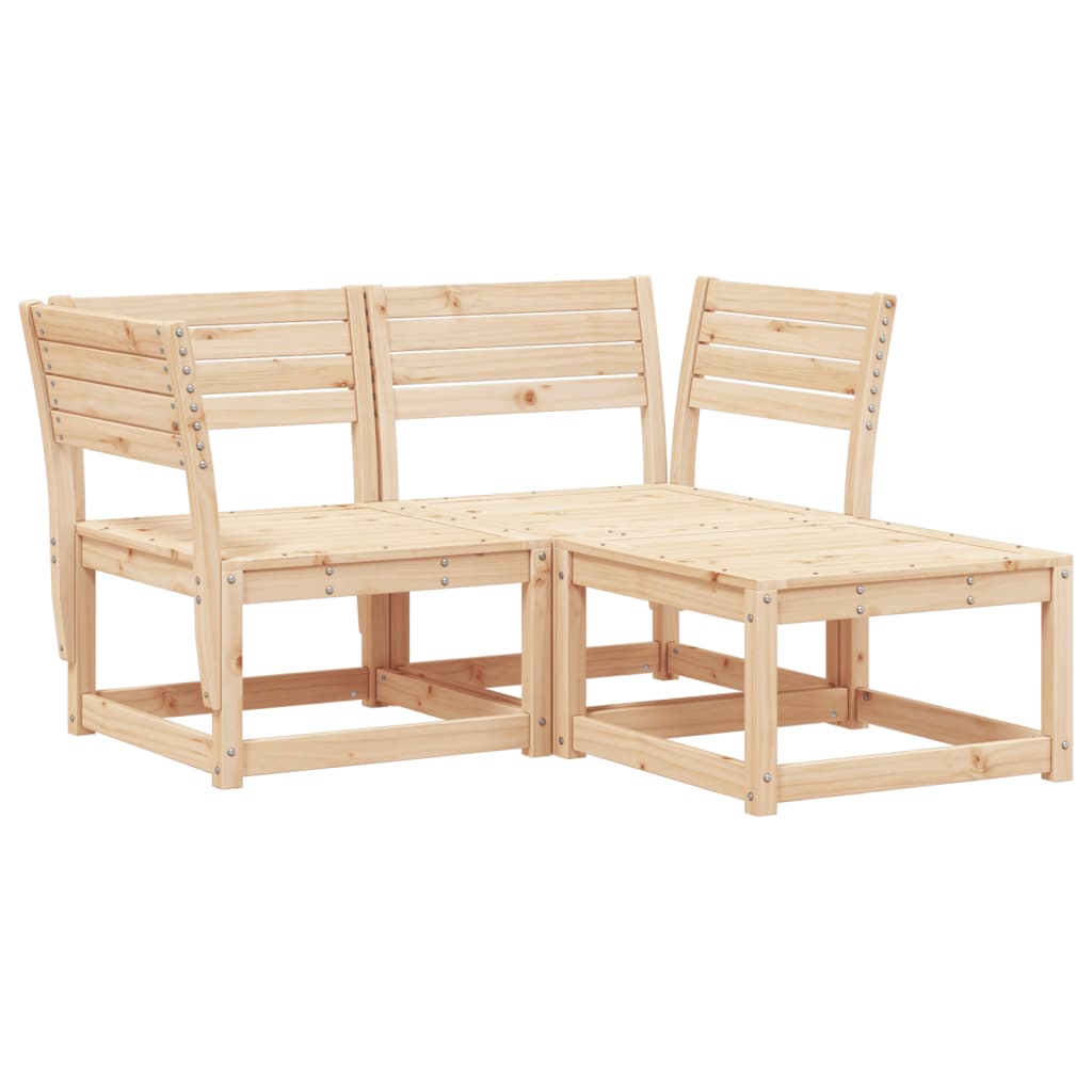 vidaXL Garden Sofa Set | Natural wood | Solid pine wood | 3 Piece Set