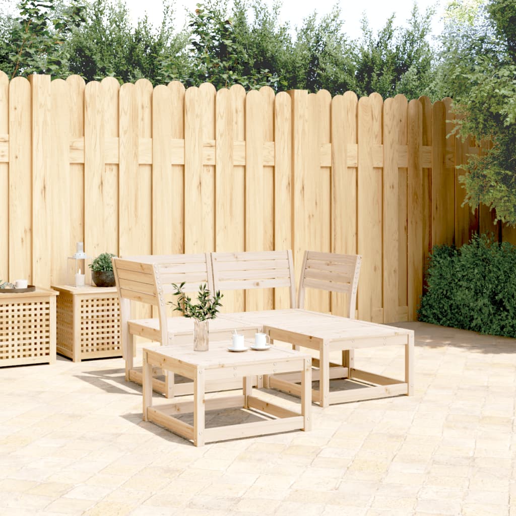 vidaXL Garden Sofa Set | Natural wood | Solid pine wood | 3 Piece Set