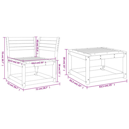 vidaXL Garden Sofa Set | White | Solid pine wood | 3 Piece | Modular