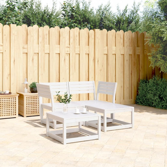 vidaXL Garden Sofa Set | White | Solid pine wood | 3 Piece | Modular