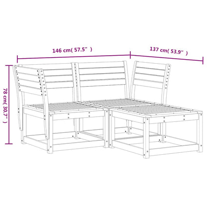 vidaXL 3 Piece Garden Sofa Set Wax Brown Solid Wood Pine
