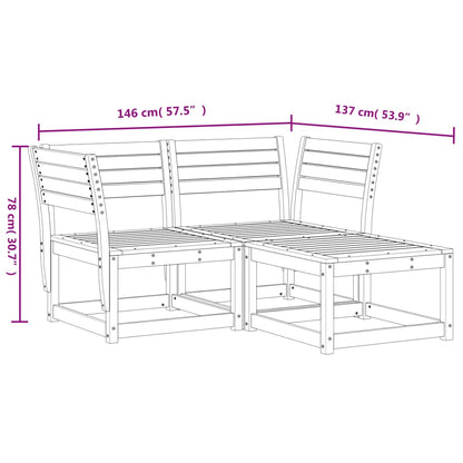 vidaXL 3 Piece Garden Sofa Set Impregnated Wood Pine