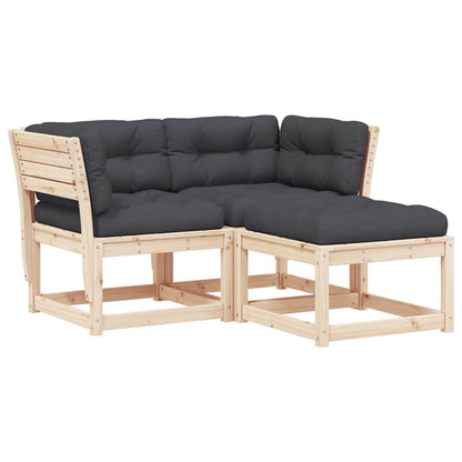 vidaXL 3 Piece Garden Sofa Set with Cushions Solid Wood Pine