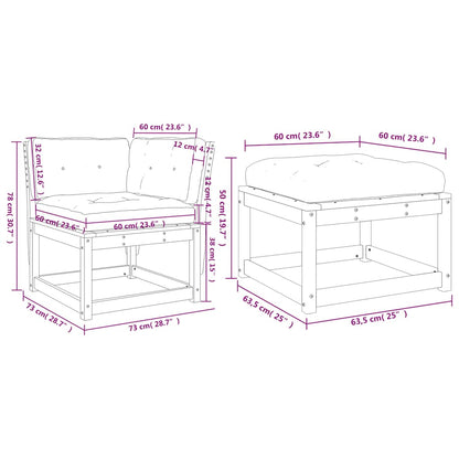 vidaXL 3 Piece Garden Sofa Set with Cushions Solid Wood Pine