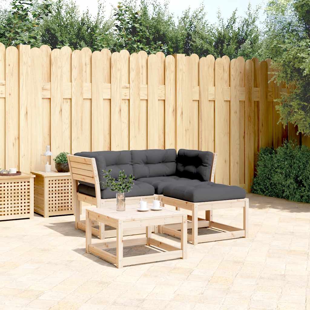 vidaXL 3 Piece Garden Sofa Set with Cushions Solid Wood Pine