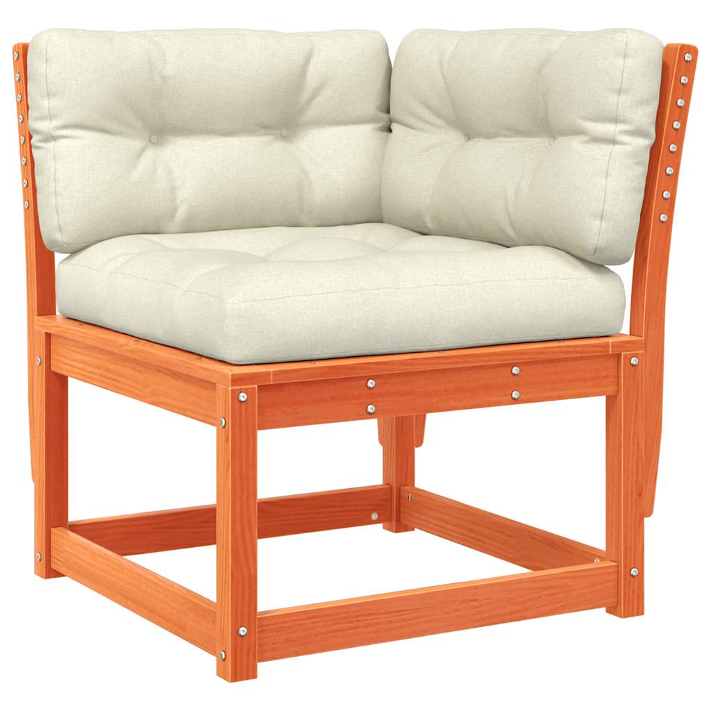 vidaXL 3 Piece Garden Sofa Set with Cushions Wax Brown Solid Wood Pine