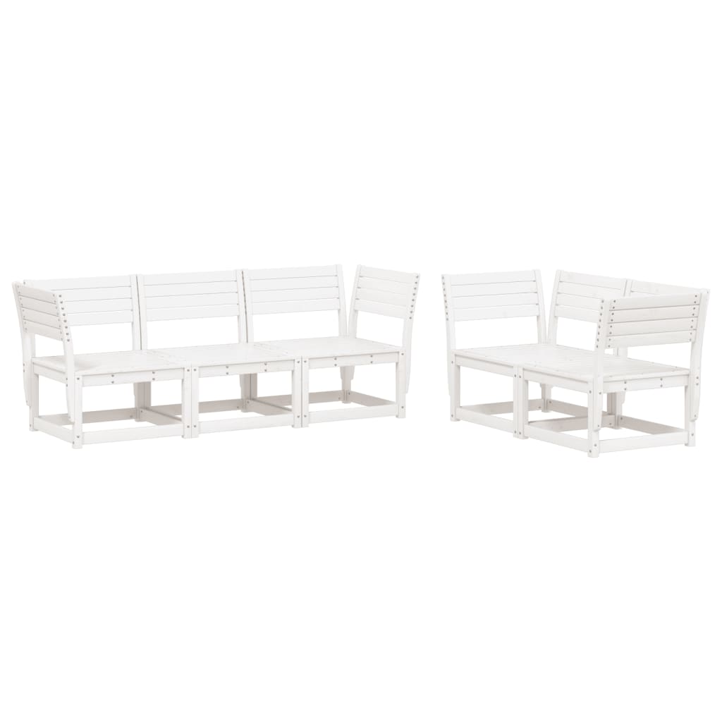 vidaXL Garden Sofa Set | White | Solid Pine Wood | 5 Piece Set | Modular