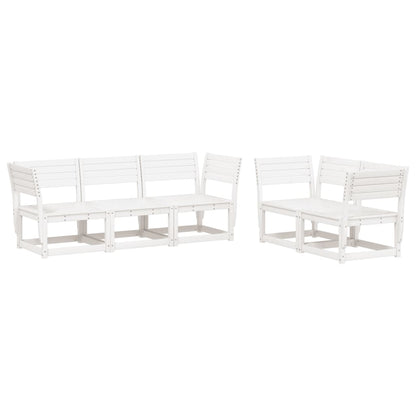 vidaXL Garden Sofa Set | White | Solid Pine Wood | 5 Piece Set | Modular