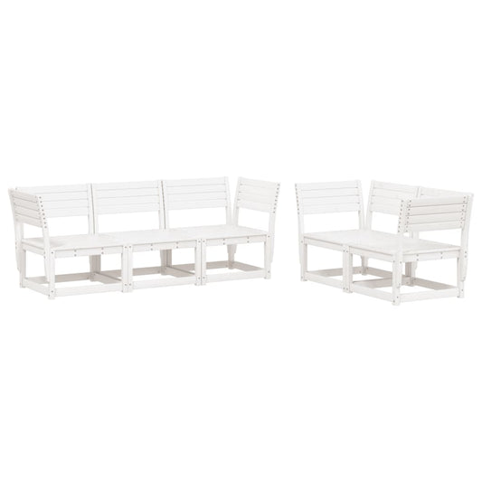 vidaXL Garden Sofa Set | White | Solid Pine Wood | 5 Piece Set | Modular