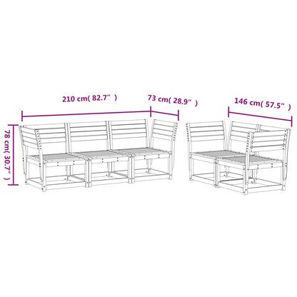 vidaXL Garden Sofa Set | White | Solid Pine Wood | 5 Piece Set | Modular