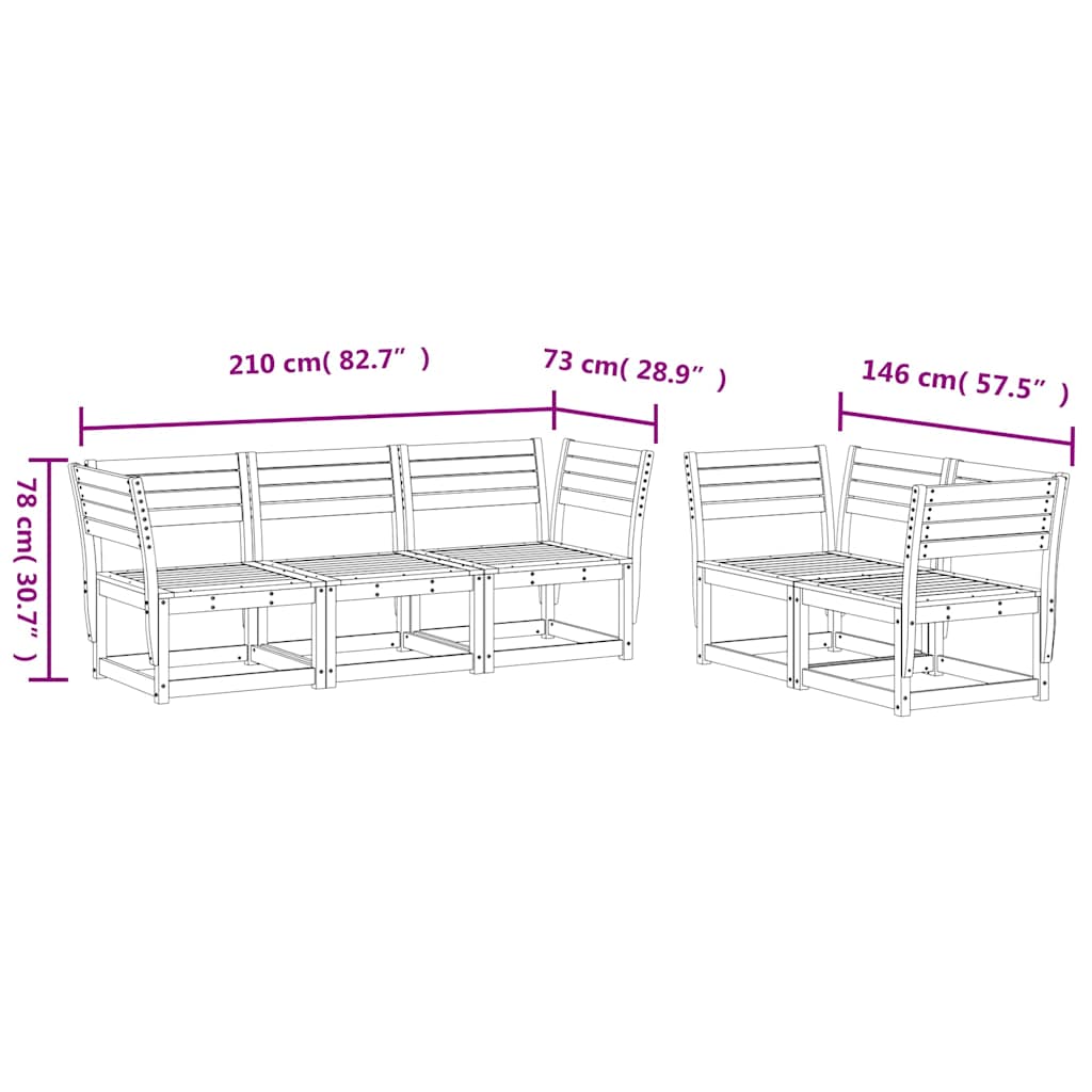 vidaXL 5 Piece Garden Sofa Set White Solid Wood Pine
