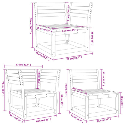 vidaXL Garden Sofa Set | White | Solid Pine Wood | 5 Piece Set | Modular