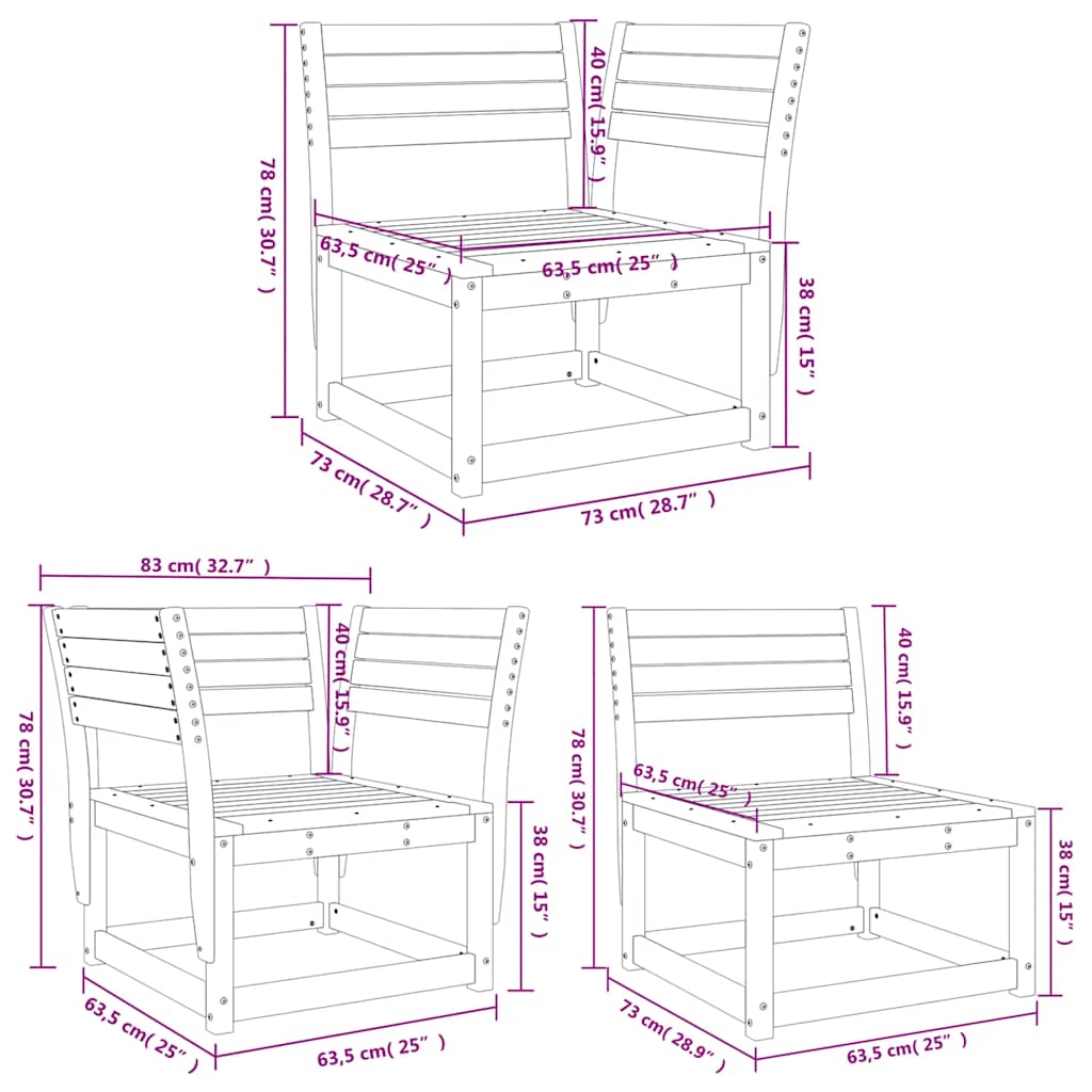 vidaXL 5 Piece Garden Sofa Set White Solid Wood Pine