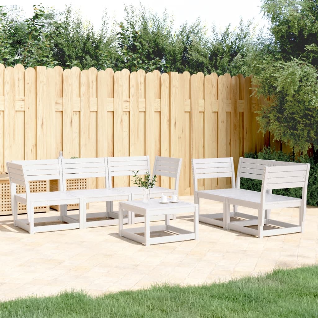 vidaXL Garden Sofa Set | White | Solid Pine Wood | 5 Piece Set | Modular