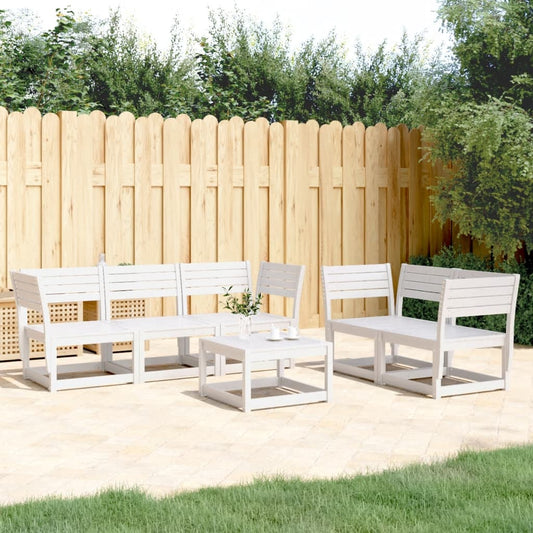 vidaXL Garden Sofa Set | White | Solid Pine Wood | 5 Piece Set | Modular