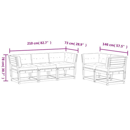 vidaXL 5 Piece Garden Sofa Set with Cushions Wax Brown Solid Wood Pine