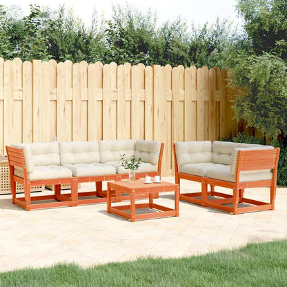 vidaXL 5 Piece Garden Sofa Set with Cushions Wax Brown Solid Wood Pine