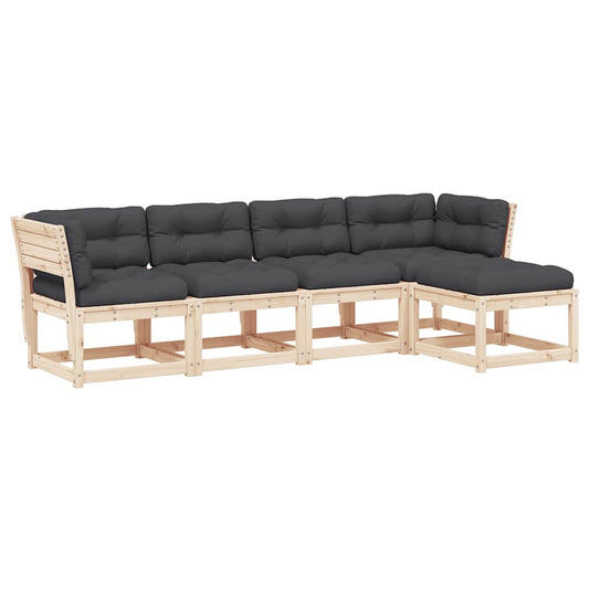 vidaXL 5 Piece Garden Sofa Set with Cushions Solid Wood Pine