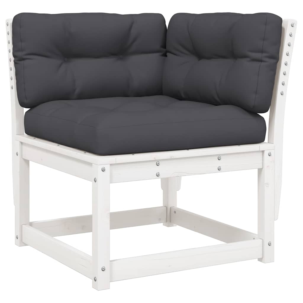 vidaXL 5 Piece Garden Sofa Set with Cushions White Solid Wood Pine