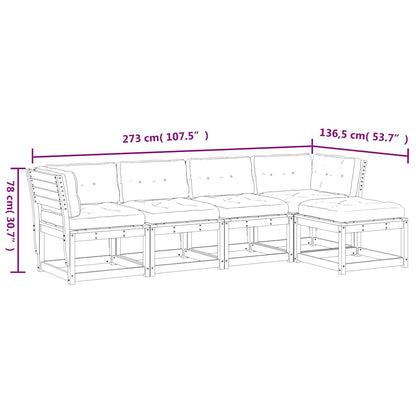 vidaXL 5 Piece Garden Sofa Set with Cushions White Solid Wood Pine