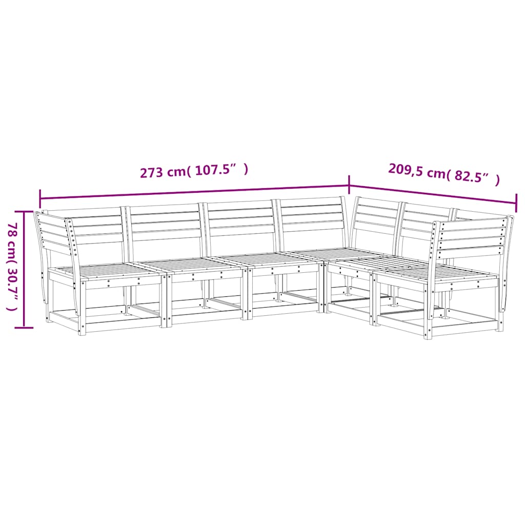 vidaXL 6 Piece Garden Sofa Set White Solid Wood Pine