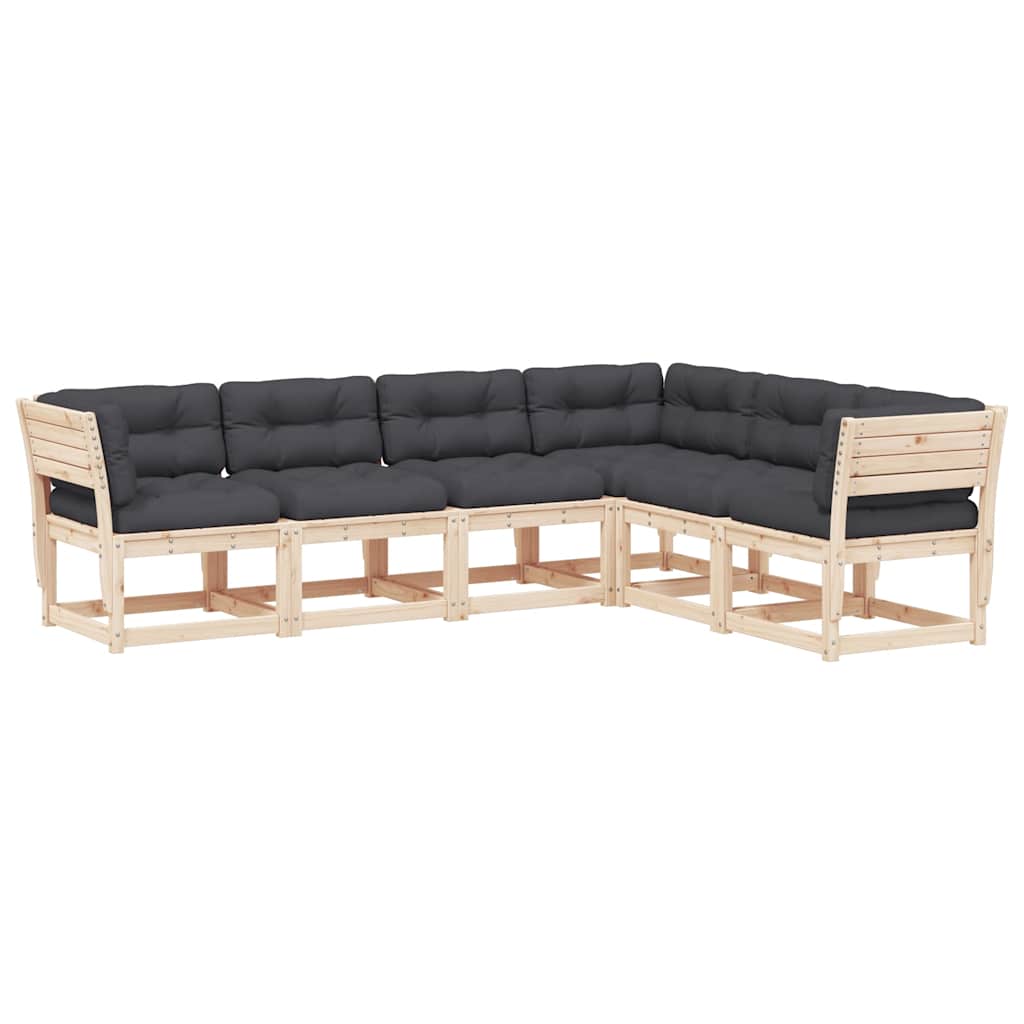 vidaXL 6 Piece Garden Sofa Set with Cushions Solid Wood Pine