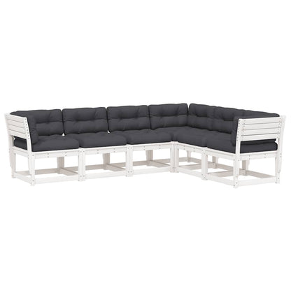 vidaXL 6 Piece Garden Sofa Set with Cushions White Solid Wood Pine