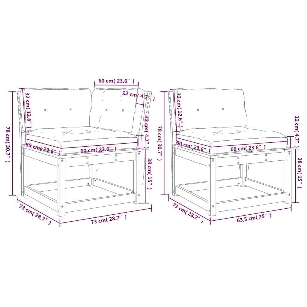 vidaXL 6 Piece Garden Sofa Set with Cushions White Solid Wood Pine