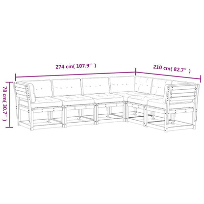 vidaXL 6 Piece Garden Sofa Set with Cushions Wax Brown Solid Wood Pine