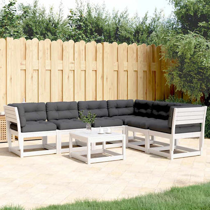 vidaXL 6 Piece Garden Sofa Set with Cushions White Solid Wood Pine