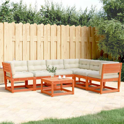 vidaXL 6 Piece Garden Sofa Set with Cushions Wax Brown Solid Wood Pine