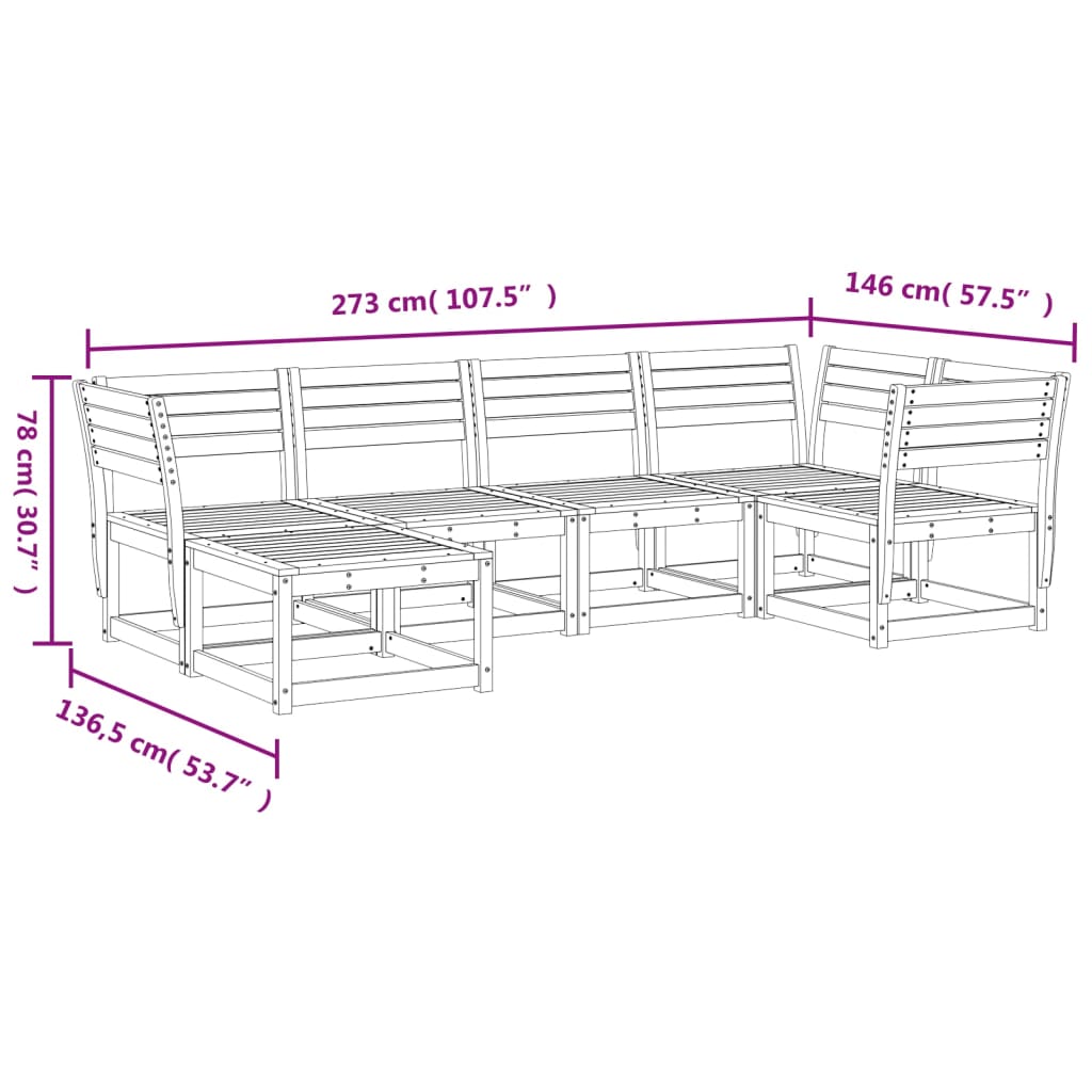 vidaXL Garden Sofa Set | White | Solid Pine Wood | Large |  Modular