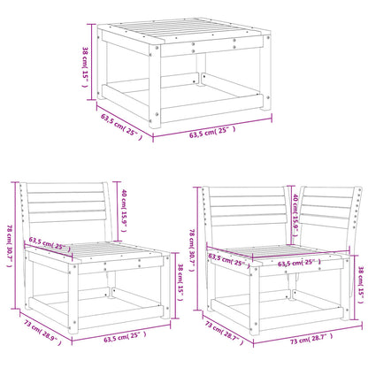 vidaXL Garden Sofa Set | White | Solid Pine Wood | Large |  Modular
