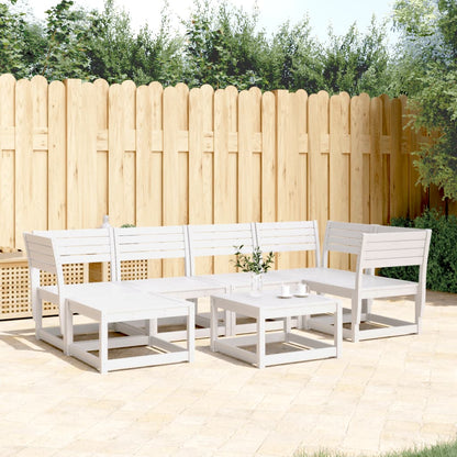 vidaXL Garden Sofa Set | White | Solid Pine Wood | Large |  Modular