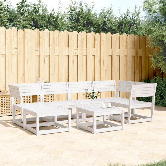 vidaXL Garden Sofa Set | White | Solid Pine Wood | Large |  Modular