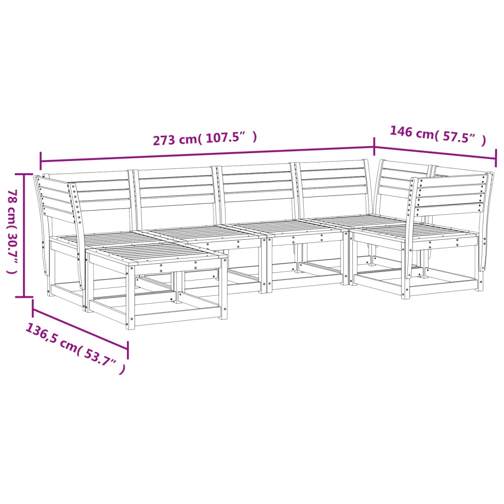 vidaXL Garden Sofa Set | Wax brown | Solid pine wood | Large | Modular